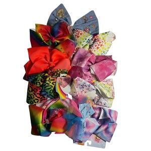 Jojo Siwa Hair Bows Headbands Lot of 12 Rhinestones Tie Dye Cheetah Stars Hearts